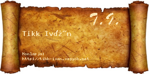 Tikk Iván névjegykártya