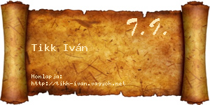 Tikk Iván névjegykártya